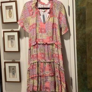 Tiered Boho Style Mini Dress Plus Size 1X NWT